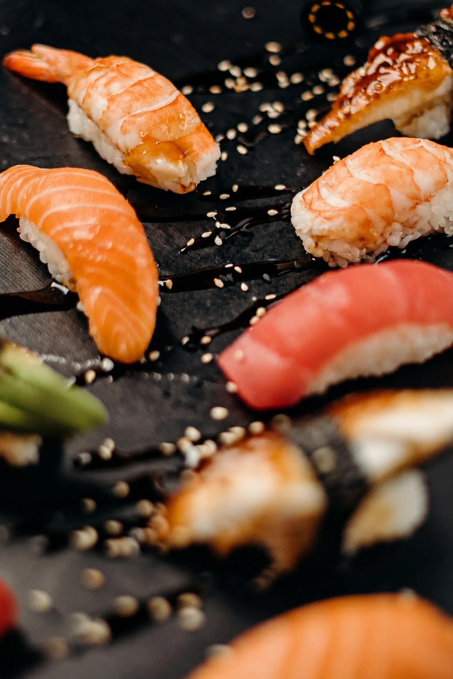 Sushi against a dark background — illustration