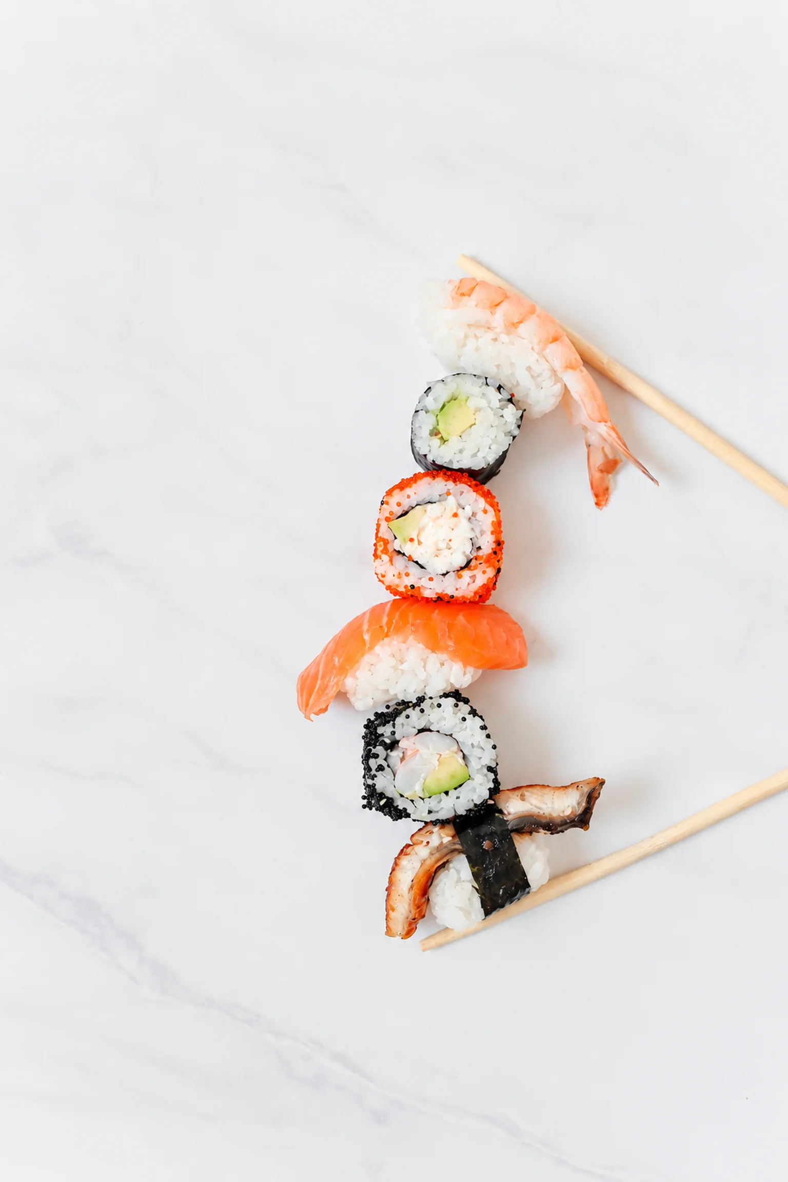 Sushi and maki against a white background — illustration